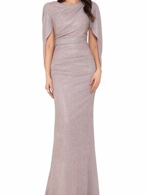 Betsy & Adam Cape Sleeve Trumpet Gown